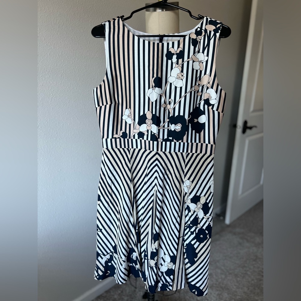 New Diane von Furstenberg Silk Striped Floral Sleeveless Dress